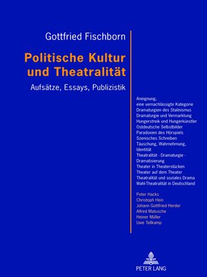 cover image of Politische Kultur und Theatralitaet